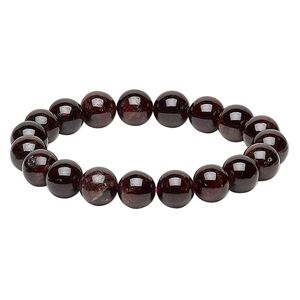 Garnet 1pkg1, round stretch bracelet 6 inch 9-10mm