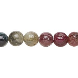 Multi-tourmaline 1pkg1, hand-cut round bead natural 15 inch 8-9mm