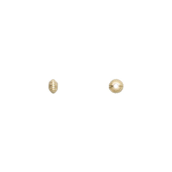 Bead, 14Kt gold-filled, 3.5x2.5mm corrugated saucer. Sold per pkg of 20. image number 0