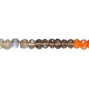 Multi-gemstone 1pkg1, hand-cut faceted rondelle bead 14 inch 4x2mm-5x3mm