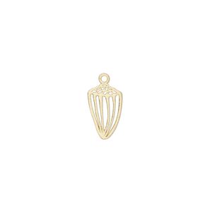 Charm, Amoracast®, brushed "vermeil" (gold-finished sterling silver), 12x8mm two-sided cone shell with cutouts. Sold individually.