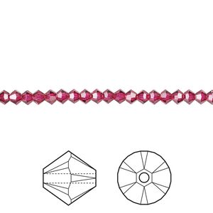 Bead 48pk ruby, Crystal Passions® 3mm bicone 5328