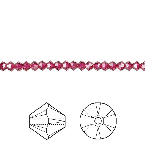 Bead 48pk ruby, Crystal Passions® 3mm bicone 5328 image number 0