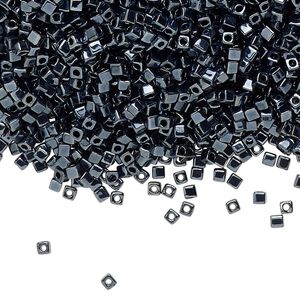 Seed bead, Miyuki, glass, pkg/25g, 1.8mm square, opaque gunmetal, (SB-451).