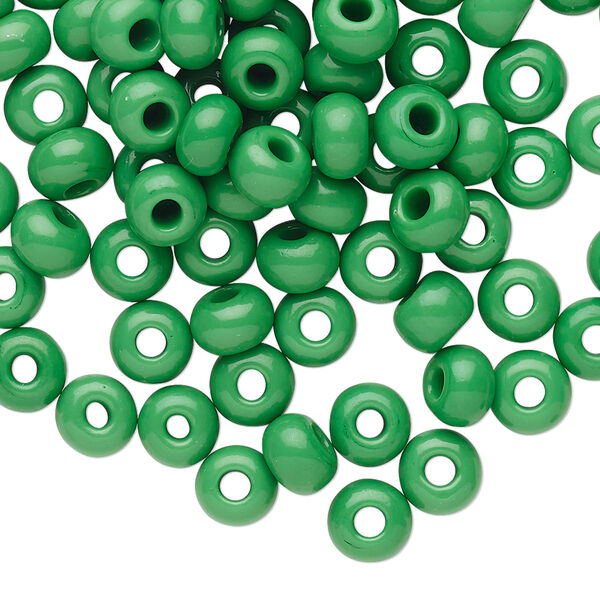 Seed bead, Preciosa Ornela Czech glass, pkg/500g, #2 rocaille, opaque green, (53250). image number 0