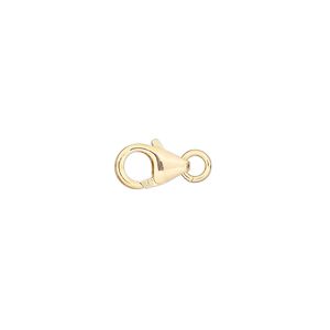 Clasp lobster claw 1pkg1 14Kt gold-filled, 10x6mm round / 4mm jump ring, 1-strand