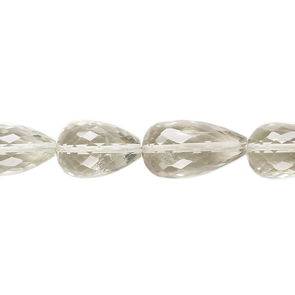 Green quartz 1pkg1, hand-cut micro-faceted teardrop bead 6.5 inch 10x7mm-17x9mm image number 0