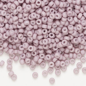 Seed bead, Miyuki, 1pkg250g, glass, #8 rocaille, opaque matte glazed luster light mauve (RR-2025)
