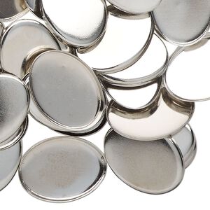 Component, bezel setting, antique silver-finished brass, 18x13mm-19x14mm flat oval with 17.5x13mm oval setting. Sold per pkg of 50.