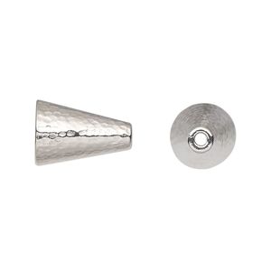 Cone, TierraCast®, "Hammertone" collection, white bronze-plated pewter (tin-based alloy), 15x10mm with hammered design. Sold per pkg of 10.