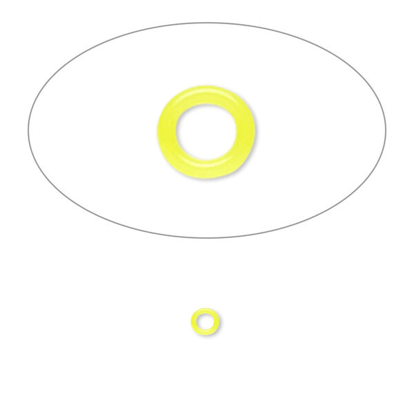Component, Oh! Ring™, silicone, neon yellow, 3mm round with 2mm hole. Sold per pkg of 1,000. image number 0
