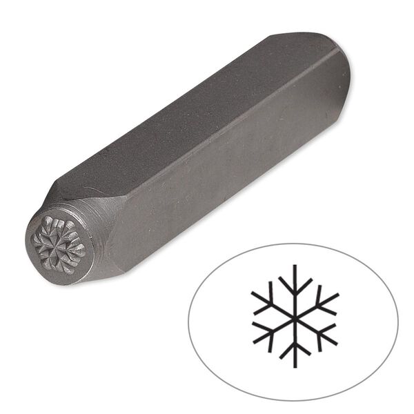 Stamp punch, tempered chrome vanadium steel, 6mm snowflake, 2-3/4 x 3/8 inches. Sold individually. image number 0