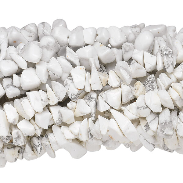 Bead, white howlite (natural), medium chip, Mohs hardness 3 to 3-1/2. Sold per pkg of (10) 34-inch strands. image number 0