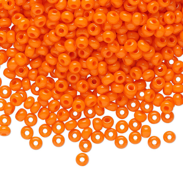 Seed bead, Preciosa Ornela Czech glass, pkg/50g, #8 rocaille, opaque dark orange, (93140). image number 0
