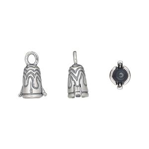 Cord end, JBB Findings, antiqued sterling silver, 9x8mm bell, 4mm inside diameter. Sold individually.