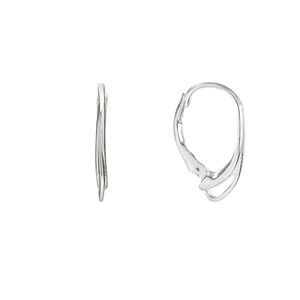Ear wire leverback 1pkg2 sterling silver, 17mm oval / open loop, 1 pair