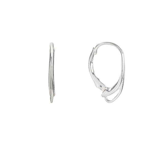 Ear wire leverback 1pkg2 sterling silver, 17mm oval / open loop, 1 pair image number 0