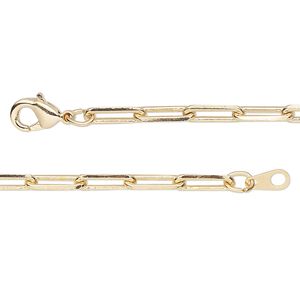 Chain 1pkg1 paperclip, 3.3mm / lobster claw clasp, gold-finished brass 24 inch
