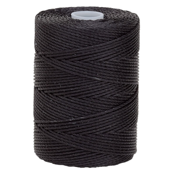 Thread, C-Lon®, nylon, black, 0.5mm diameter. Sold per 92-yard spool. image number 0