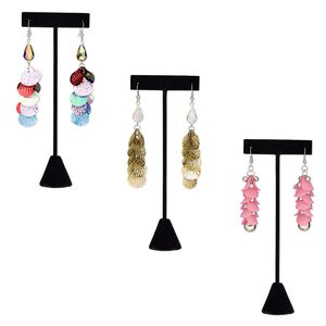 Earring, acrylic / glass / PVC plastic / imitation rhodium-coated plastic / imitation rhodium-plated steel, assorted colors, 3-4 inches with fishhook ear wire. Sold per pkg of 3 pairs.