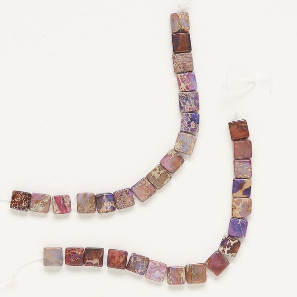 Aqua terra jasper 1pkg1, flat square bead 8 inch 6-7mm image number 0