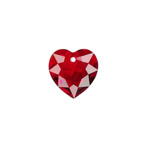 Drop 1pk light Siam, Crystal Passions® 14.5mm pendant heart cut 6432