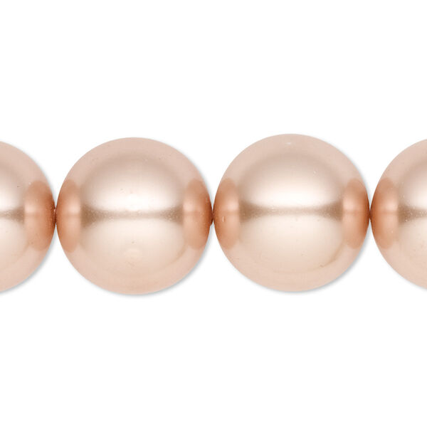 Bead, crystal pearl, champagne, 16mm round. Sold per 15-1/2" to 16" strand, approximately 25 beads. image number 0