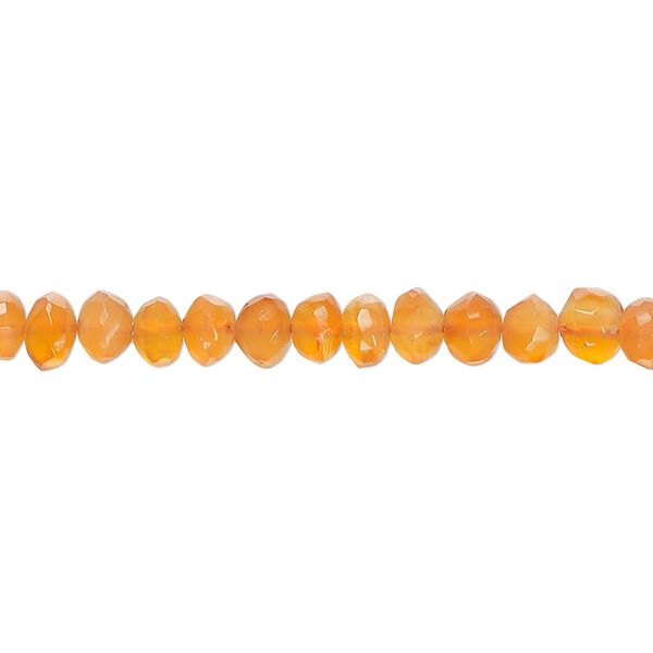 Carnelian 1pkg1, hand-cut tumbled faceted rondelle bead 13 inch 4x2mm-5x4mm image number 0