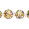 Bead, glass 1pkg8, multicolored, 14mm round with hand-painted flower. image number 0