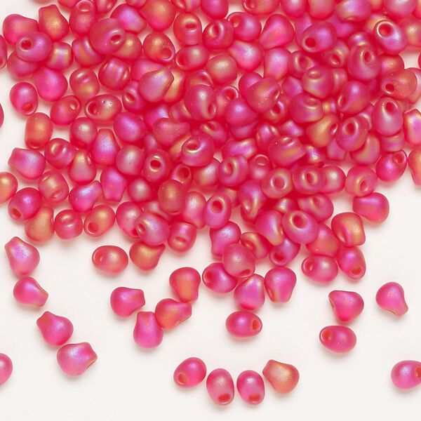 Seed bead, Miyuki, glass, pkg/10g, 4x3.4mm fringe, translucent matte rainbow red, (DP-140FR). image number 0