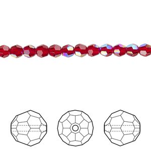Bead 720pk Siam shimmer, Swarovski® 4mm round 5000