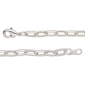 Chain 1pkg1 silver-plated paperclip, 4mm / lobster claw clasp, steel 24 inch