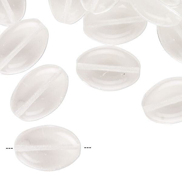 Bead, Czech pressed glass, translucent clear, 16x11mm puffed marquise. Sold per 2-ounce pkg, approximately 45 beads. image number 0