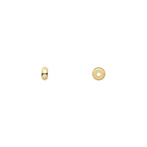 Bead, gold-plated brass, 4x2mm smooth heishi. Sold per pkg of 1,000.