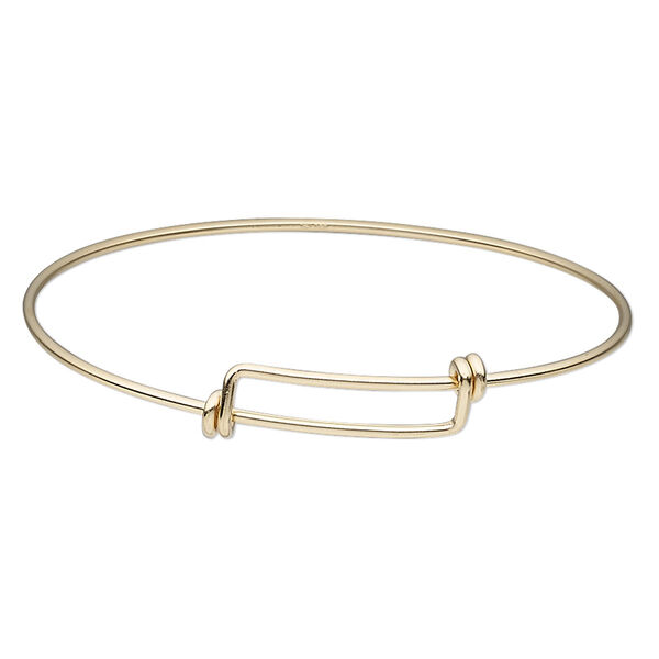 Bracelet, bangle, 14Kt gold-filled, 1.5mm wide, adjustable from 7-1/2 to 8-1/2 inches. Sold individually. image number 0