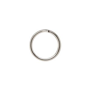 Split ring, nickel-finished steel, 15mm round. Sold per pkg of 100.