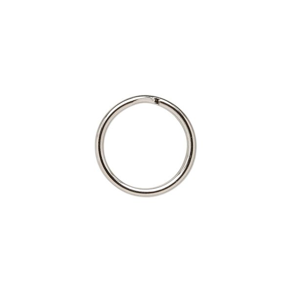 Split ring, nickel-finished steel, 15mm round. Sold per pkg of 100. image number 0