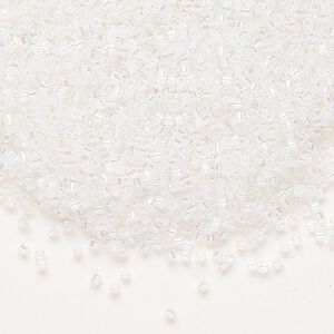 Seed bead, Delica®, glass, pkg/7.5g, #15 round, translucent rainbow opal (DBS-0222).