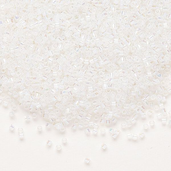 Seed bead, Delica®, glass, pkg/7.5g, #15 round, translucent rainbow opal (DBS-0222). image number 0