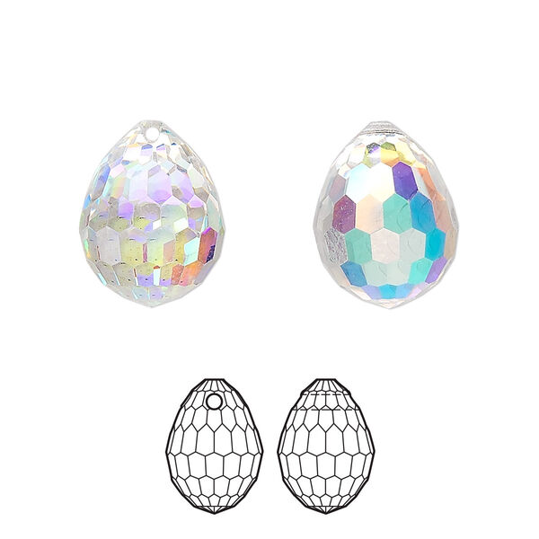 Drop 1pk crystal AB, Crystal Passions® 15x11.5mm pendant teardrop 6002 image number 0