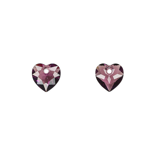 Drop 4pk amethyst, Crystal Passions® 8mm pendant heart cut 6432 image number 0