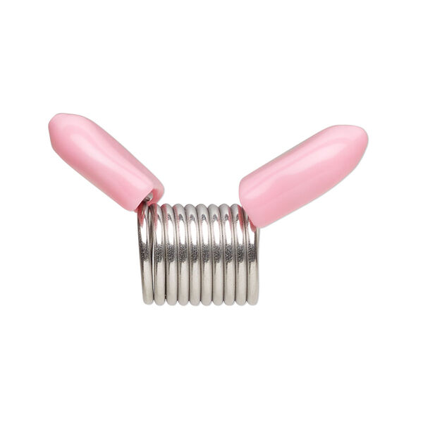 Beading supply, Beadalon® Bead Stopper™, stainless steel and rubber, pink, (2) 8mm and (2) 12mm. Sold per 4-piece set. image number 0