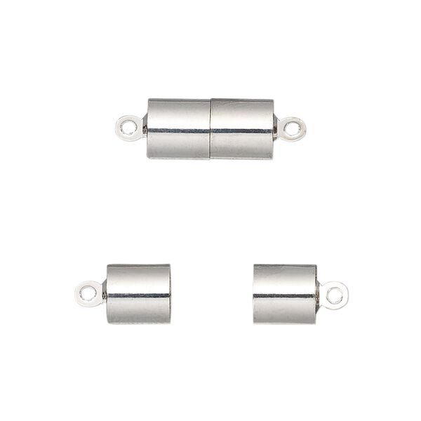 Clasp, magnetic, silver-finished brass, 13x6.5mm barrel. Sold individually. image number 0