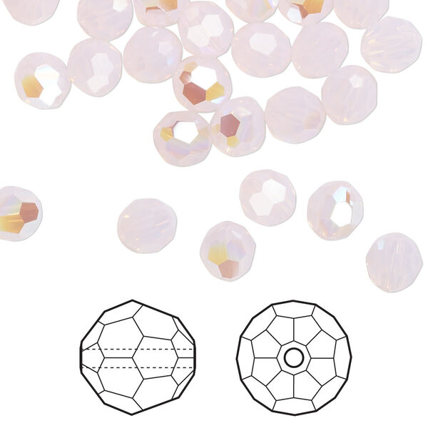 Bead 144pk rose water opal shimmer, Crystal Passions® 6mm round 5000 image number 0