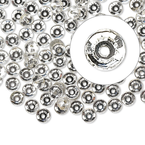 Flat back, Czech glass rhinestone, clear, 4.6-4.8mm round Loch Rosen, SS20. Sold per pkg of 144 (1 gross). image number 0