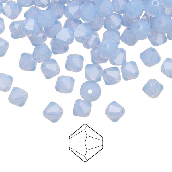 Bead 144pk light sapphire opal, Preciosa Czech crystal 5mm bicone image number 0