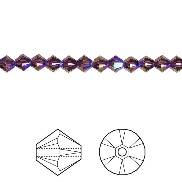 Bead 144pk amethyst shimmer 2X, Crystal Passions® 4mm bicone 5328 image number 0