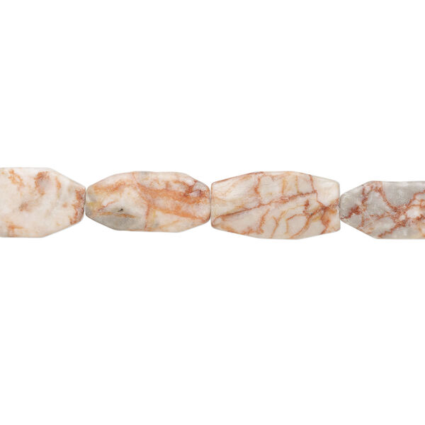 Redline marble 1pkg1, hammered freeform bead natural, 15 inch 30x19mm-44x24mm image number 1