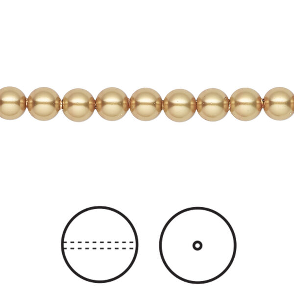 Pearl 1pkg100 royal gold, Crystal Passions® 5mm round 5810 image number 0