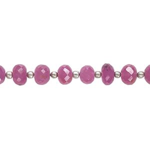 Pink sapphire 1pkg1, hand-cut faceted rondelle bead 8 inch 4x3mm-6x5mm